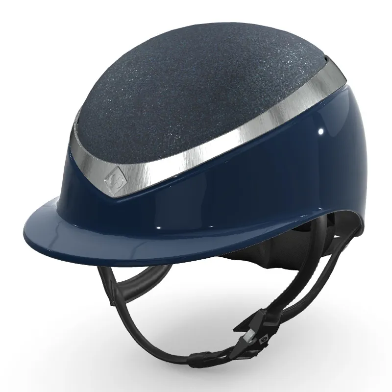 Charles Owen Halo CX Crystal Top Riding Hat - Navy/Gloss Navy/Platinum
