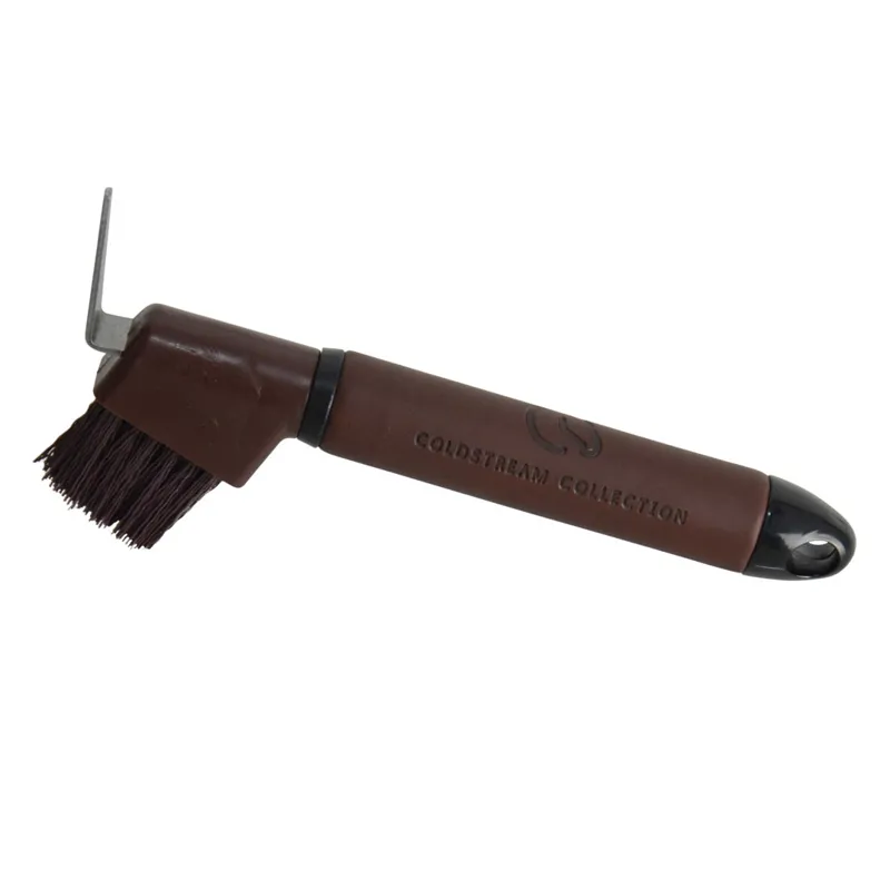 Coldstream Faux Leather Hoof Pick/Brush - Brown/Black