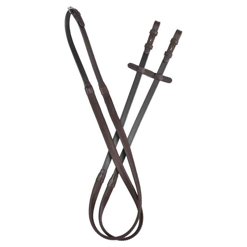 Collegiate ComFiTec Opulux Plain Flat Rubber Reins - Dark Brown