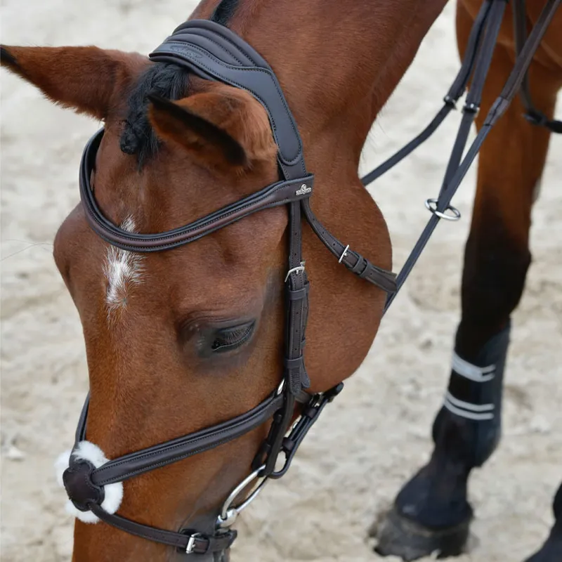 Collegiate ComFiTec Opulux Leather Grackle Bridle - Brown-2