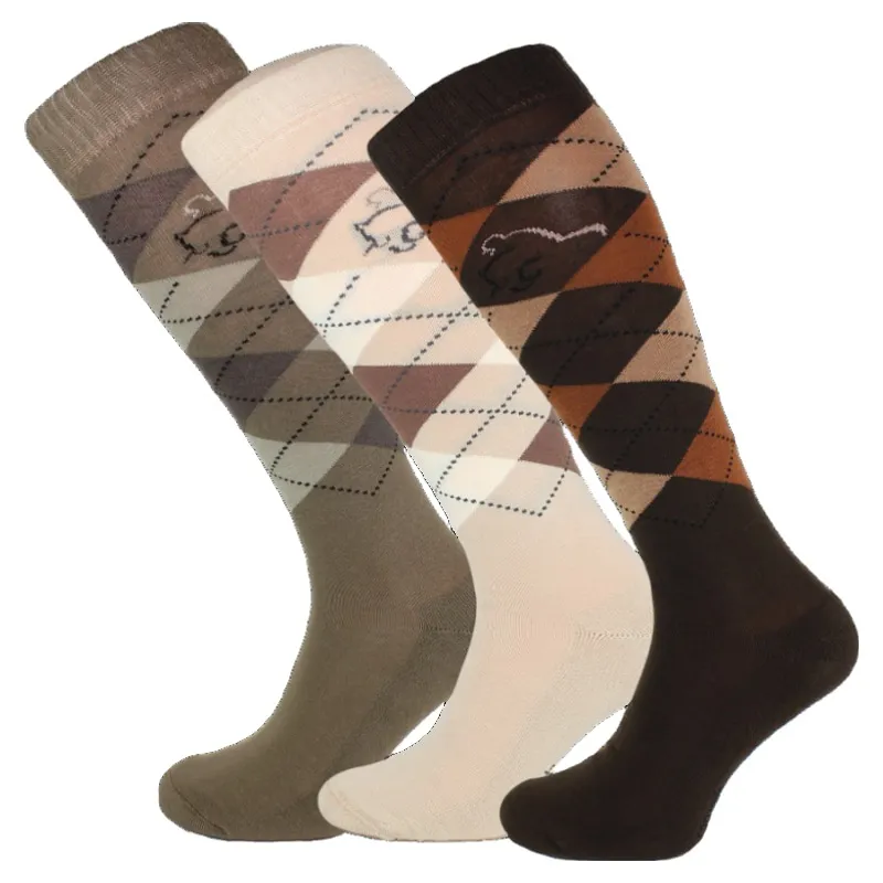 Comodo Womens Tall Riding Socks 3 Pack - Brown