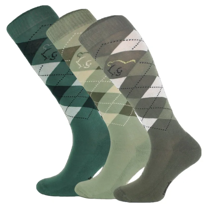 Comodo Womens Tall Riding Socks 3 Pack - Green