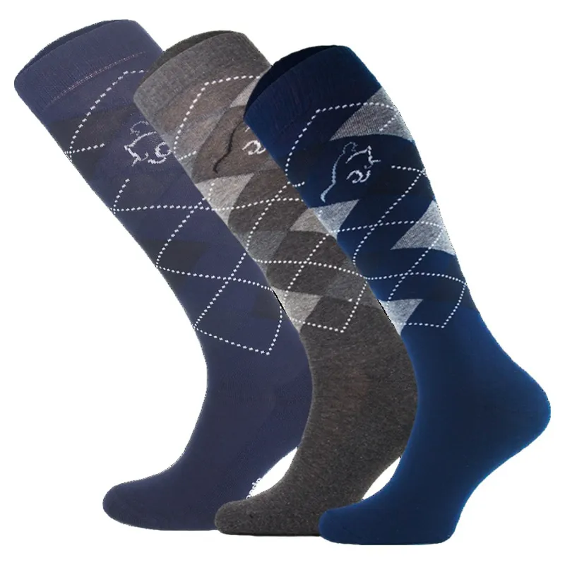 Comodo Womens Tall Riding Socks 3 Pack - Navy/Grey