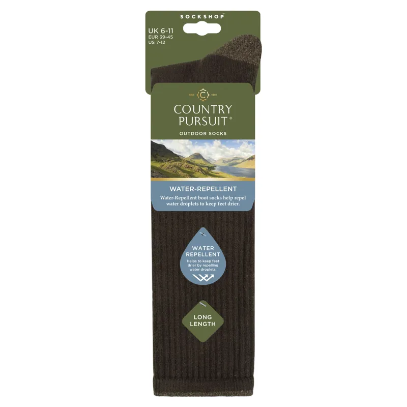 Country Pursuit Mens Water Repellent Long Boot Socks - Forest Green-1