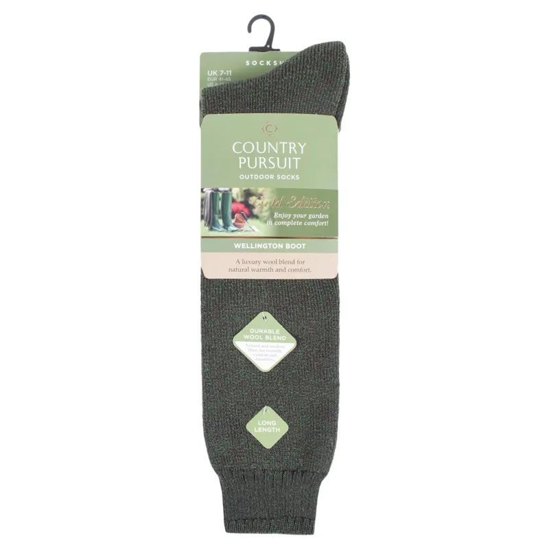 Country Pursuit Mens Wellington Boot Socks - Green-1