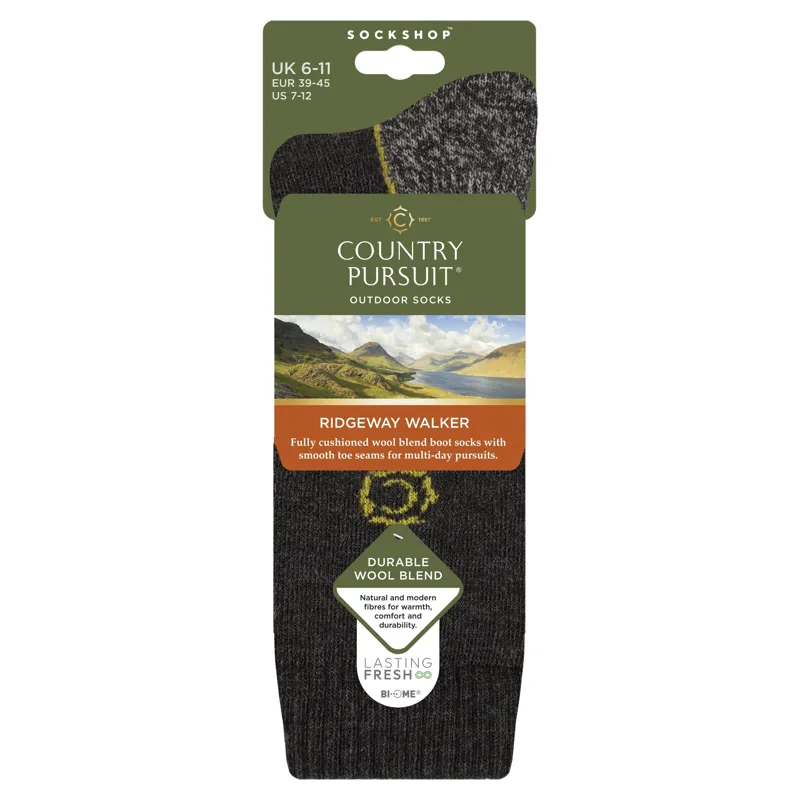Country Pursuit Ridgeway Mens Hiking Socks - Charcoal-1