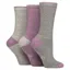 Country Pursuit Womens Water Resistant Boot Socks 3 Pack - Grey/Pink