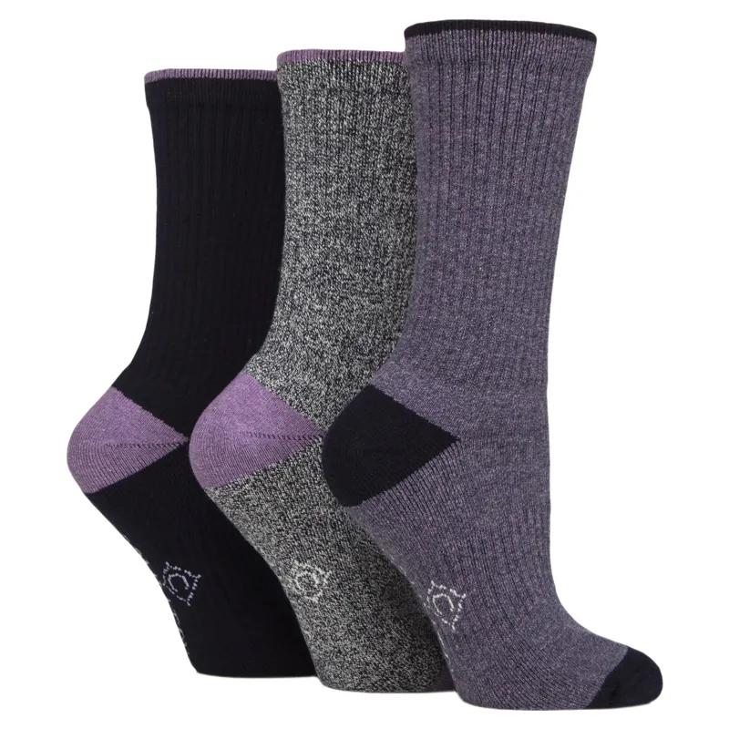 Country Pursuit Womens Water Resistant Boot Socks 3 Pack - Navy/Lilac