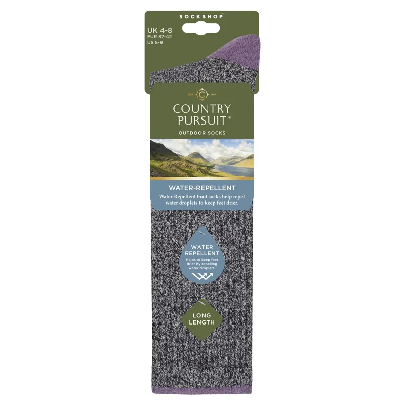 Country Pursuit Womens Water Resistant Long Boot Socks - Navy/Purple-1