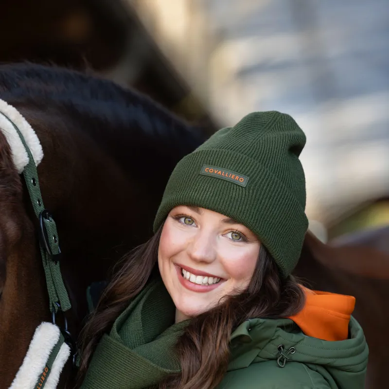 Covalliero Knitted Beanie - Forest Green-4