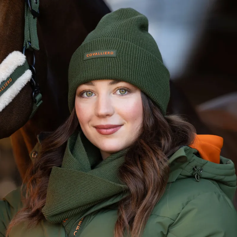 Covalliero Knitted Beanie - Forest Green-2