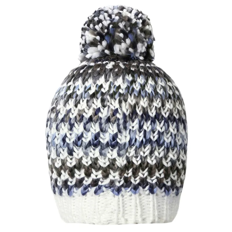 Covalliero Ladies Bobble Hat - White/Brown/Blue-1