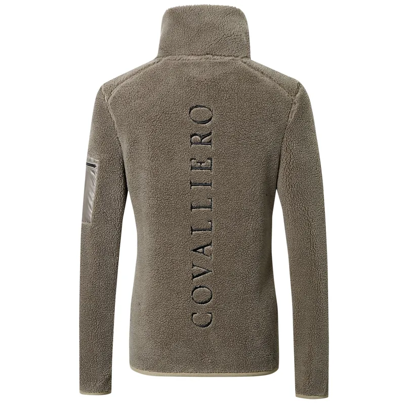Covalliero Teddy Fleece Ladies Quarter Zip Sweater - Taupe-1