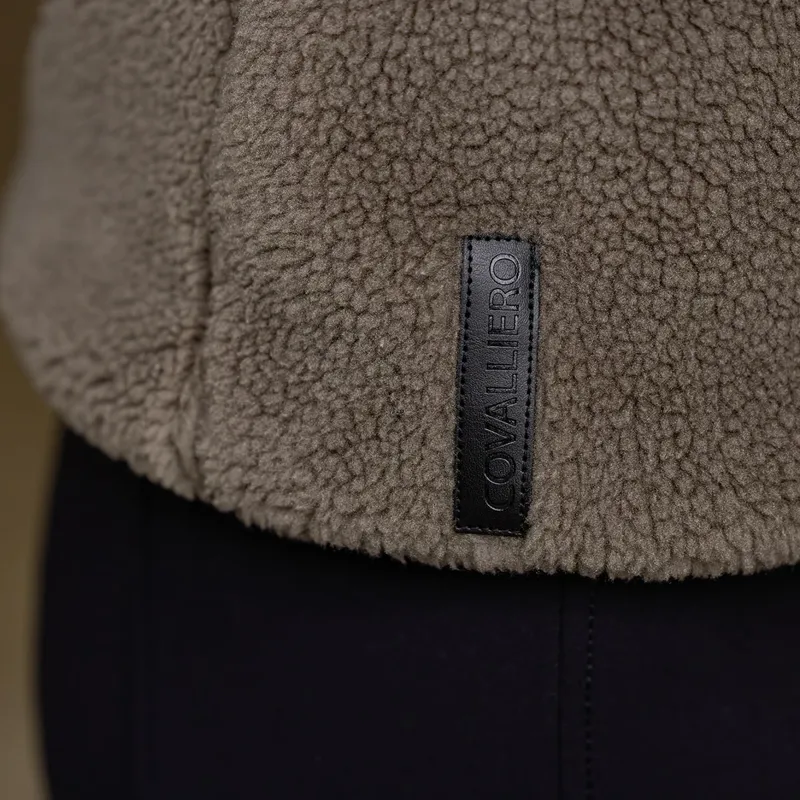Covalliero Teddy Fleece Ladies Quarter Zip Sweater - Taupe-8
