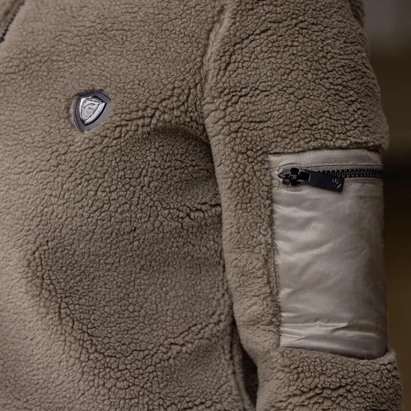 Covalliero Teddy Fleece Ladies Quarter Zip Sweater - Taupe-5