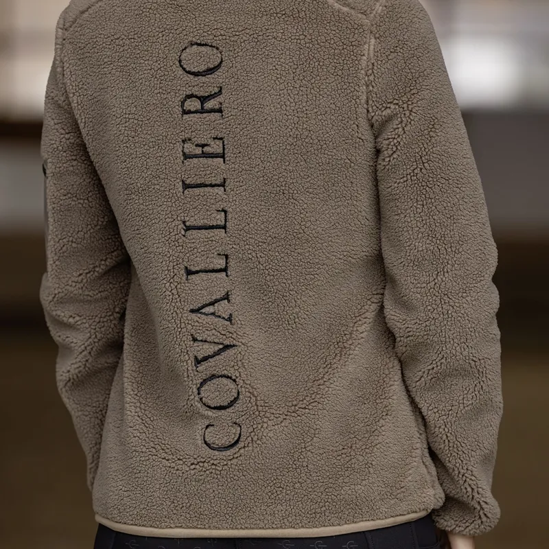 Covalliero Teddy Fleece Ladies Quarter Zip Sweater - Taupe-4