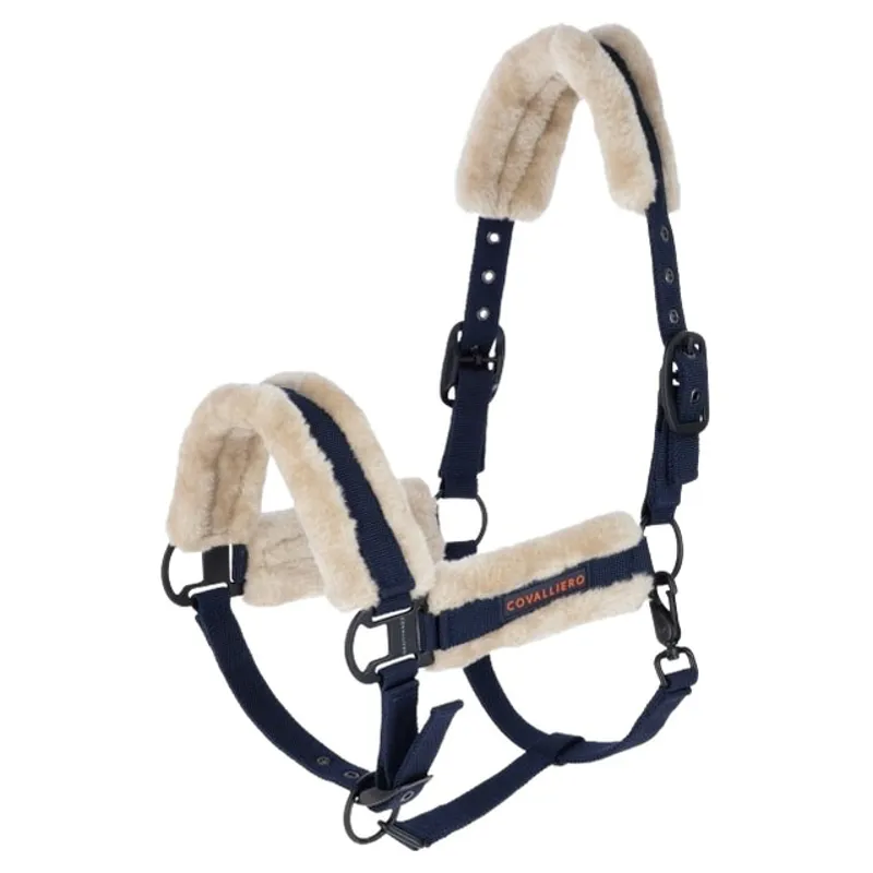 Covalliero Soft Faux Fur Headcollar - Dark Navy