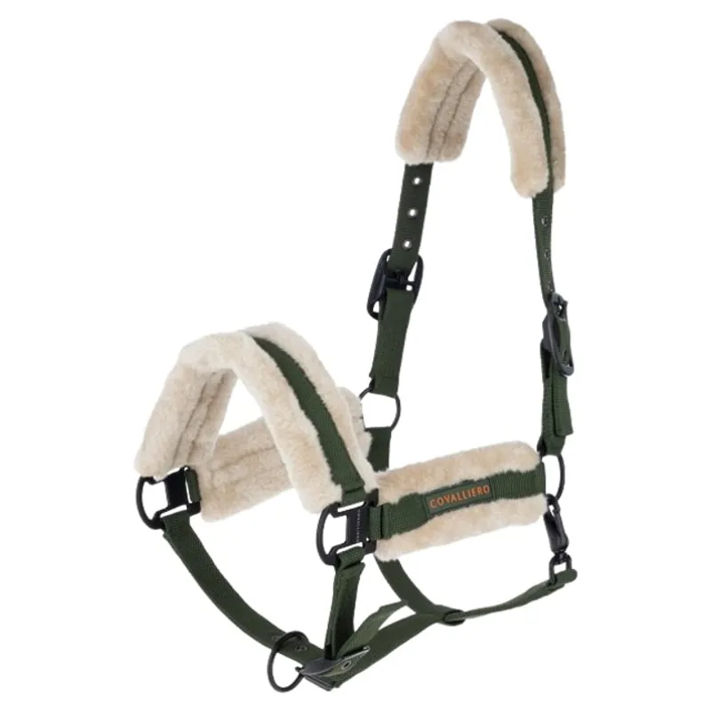 Covalliero Soft Faux Fur Headcollar - Forest Green