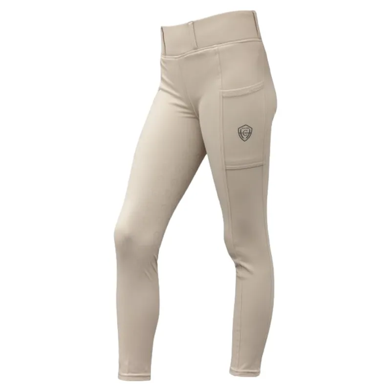 Covalliero Womens Winter Full Grip Riding Tights - Beige-1