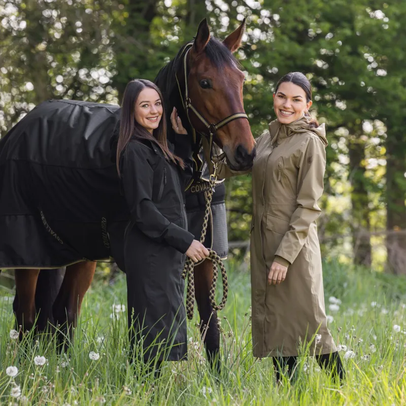 Covalliero Waterproof Womens Long Raincoat - Black-2