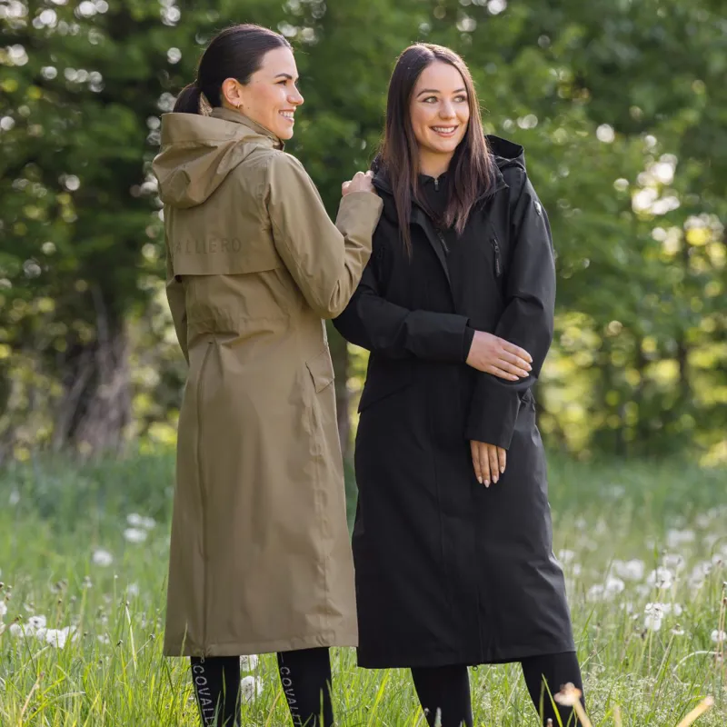 Covalliero Waterproof Womens Long Raincoat - Black-3