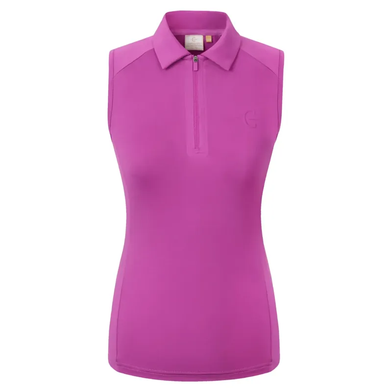 Covalliero Zip Womens Sleeveless Polo Top - Light Berry-3