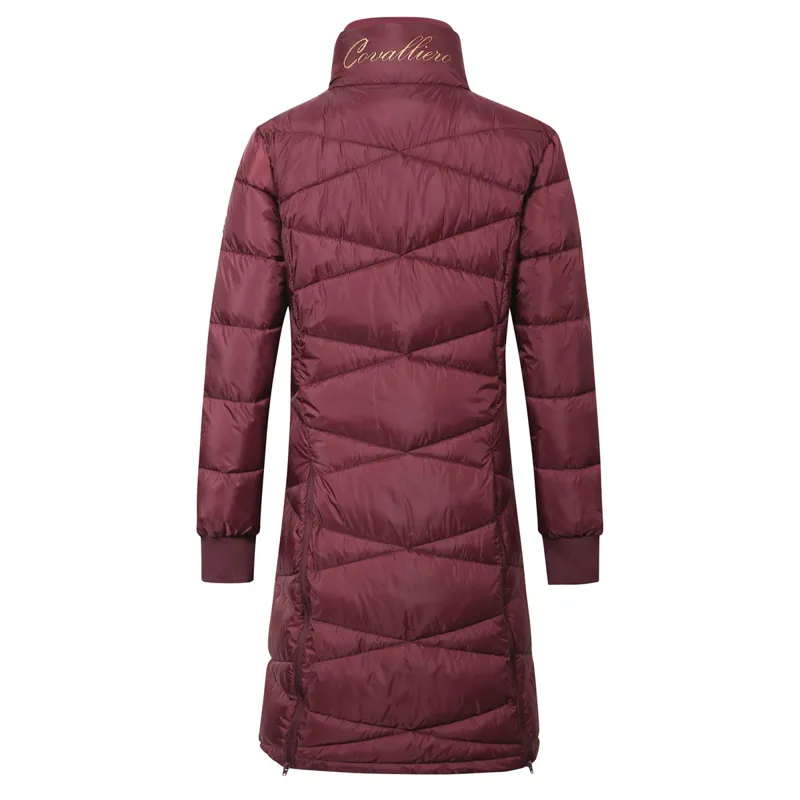 Covalliero Winter Ladies Quilted Long Jacket - Merlot/Gold-1