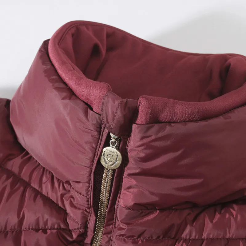 Covalliero Winter Ladies Quilted Long Jacket - Merlot/Gold-2