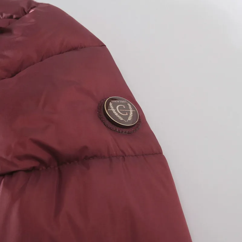 Covalliero Winter Ladies Quilted Long Jacket - Merlot/Gold-3