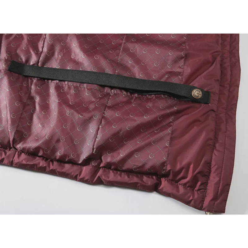 Covalliero Winter Ladies Quilted Long Jacket - Merlot/Gold-6