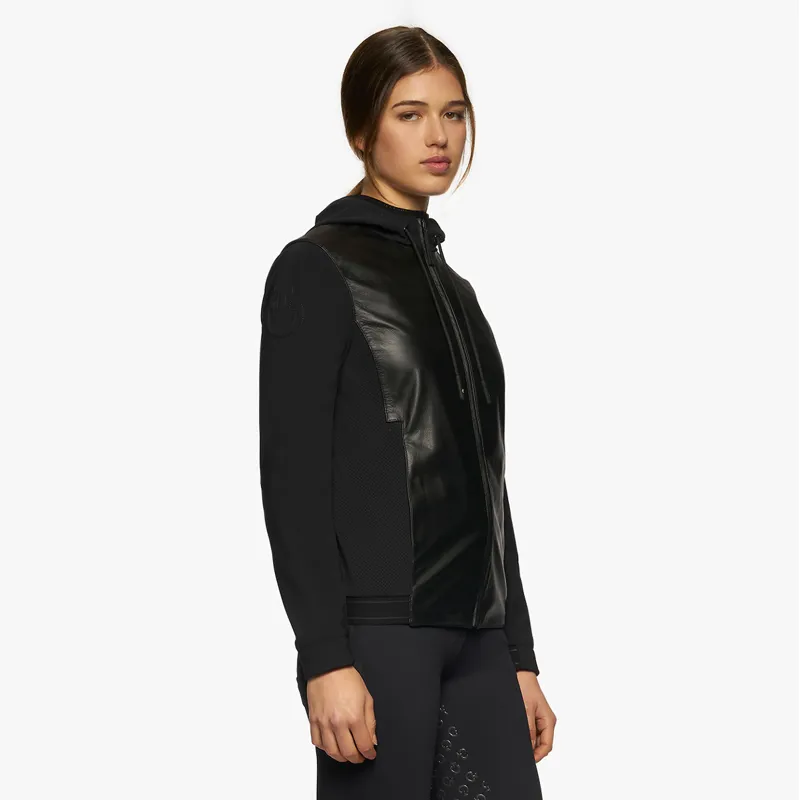 Cavalleria Toscana Hooded Leather Zip Ladies Jacket - Black