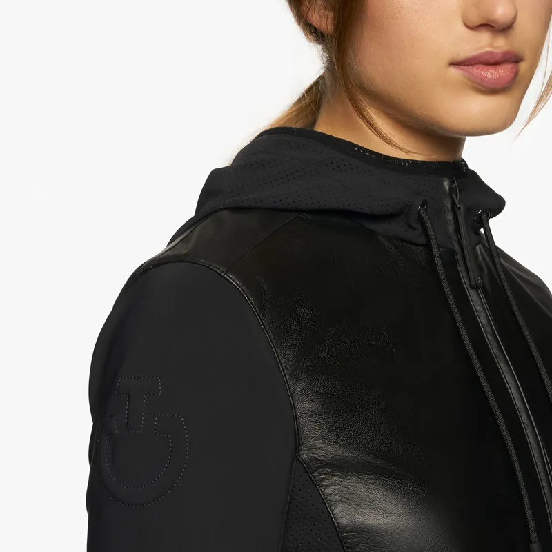 Cavalleria Toscana Hooded Leather Zip Ladies Jacket - Black-3