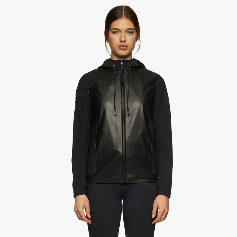 Cavalleria Toscana Hooded Leather Zip Ladies Jacket - Black-2