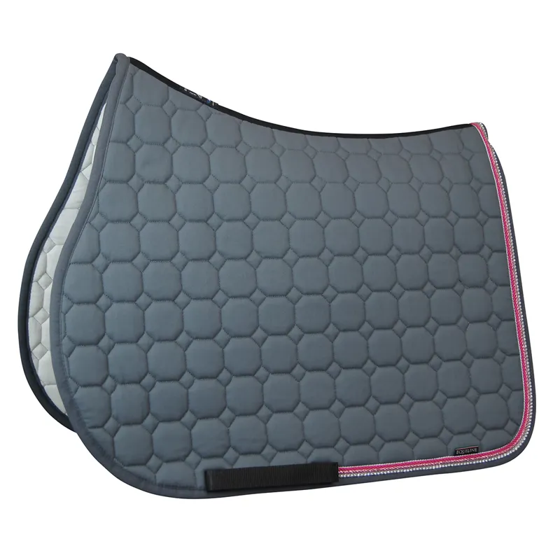 Equiline Octagon Custom Saddlecloth - Grey/Fuchsia/Rose/White Crystal