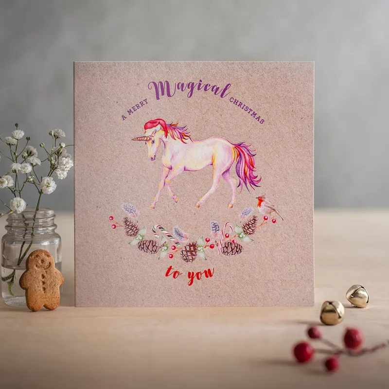 Deckled Edge Christmas Card - Merry Magical Christmas
