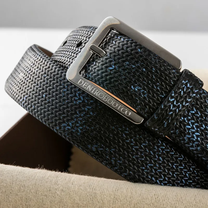 DeNiro Intreccio FG05 Belt - Blue/Silver-1