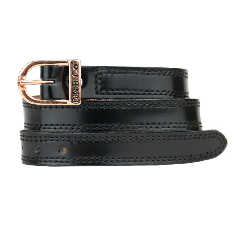 DeNiro Brushed Leather Spur Straps - Black/Rose Gold
