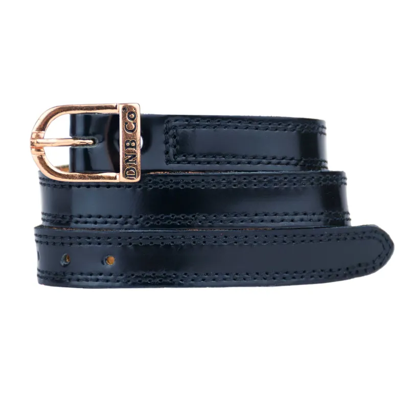 DeNiro Brushed Leather Spur Straps - Navy/Rose Gold