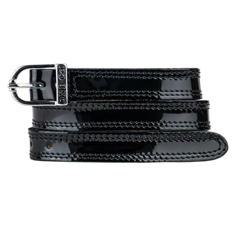 DeNiro Patent Leather Spur Straps - Black/Silver