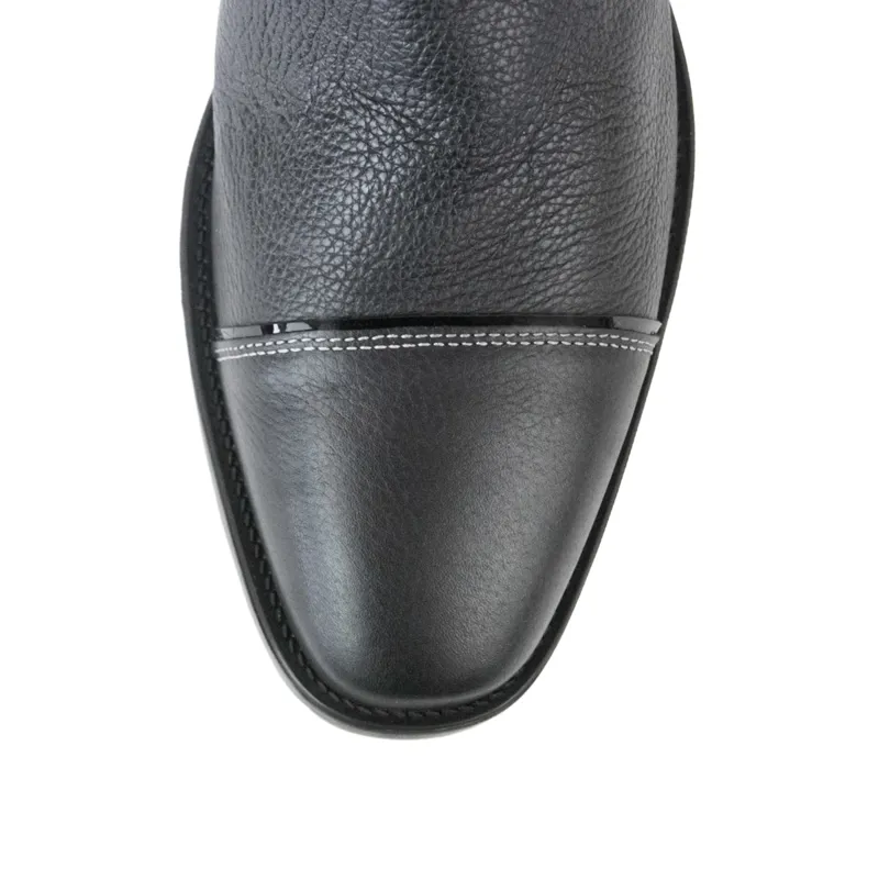 DeNiro Salentino Patent Unlaced Boots with Zip Guards/Spur Studs - Black-8