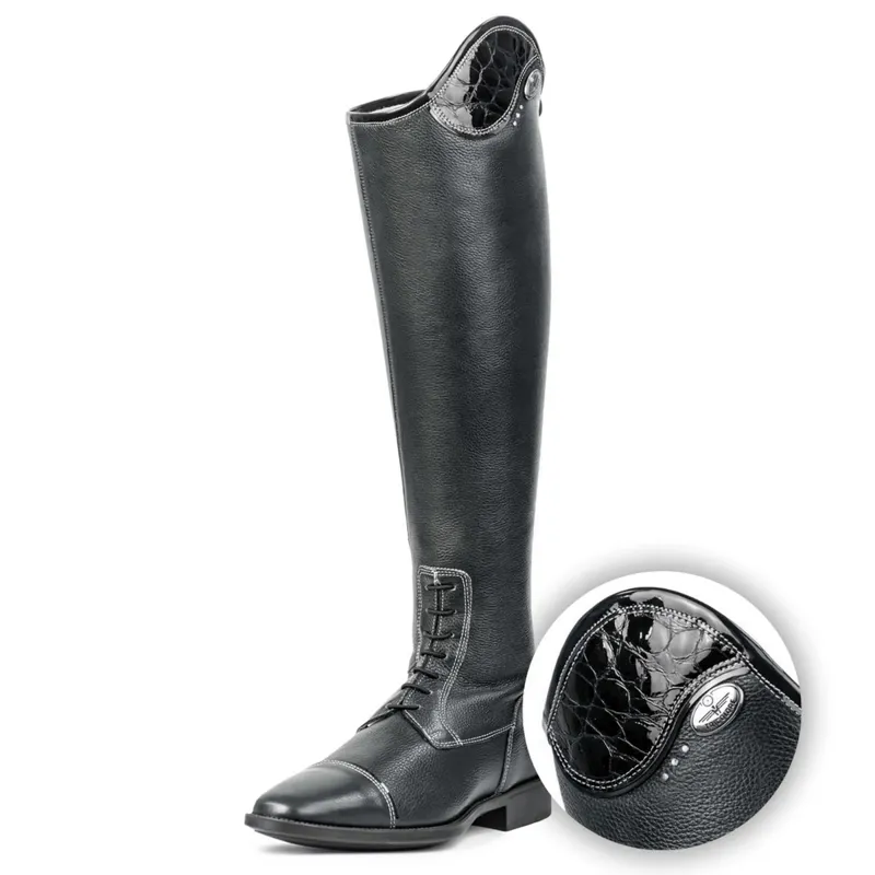 DeNiro Salentino Lucido Laced Tall Riding Boots - Quick Black/Black