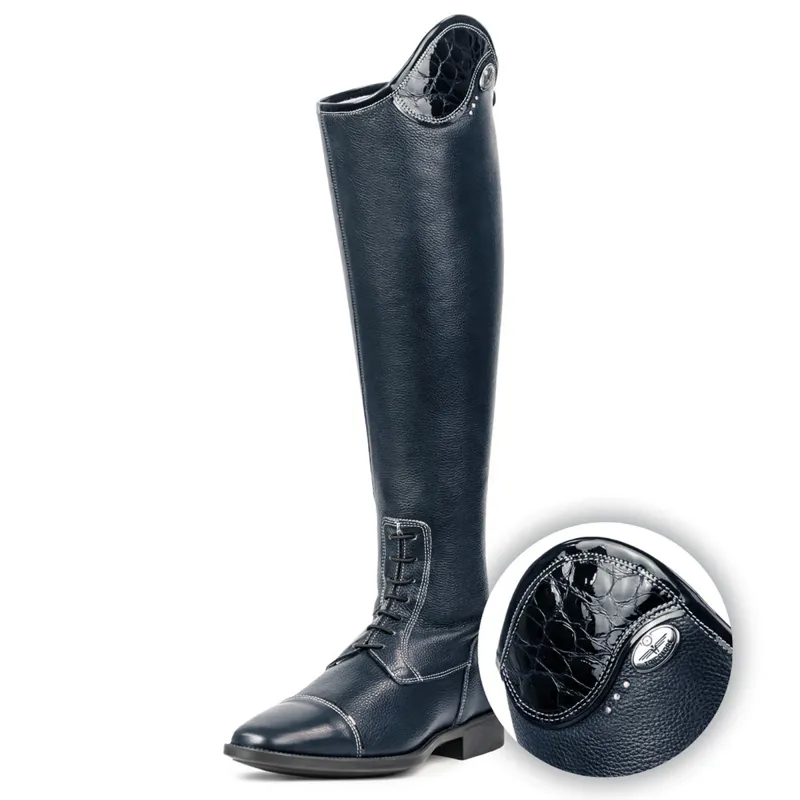 DeNiro Salentino Lucido Laced Tall Riding Boots - Quick Blue/Blue