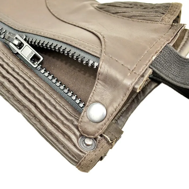 Dever Adult Unisex Leather Half Chaps - Brown-2