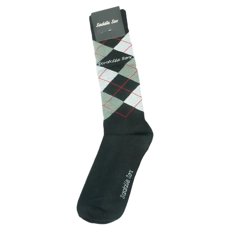 Dever Argyle Womens Riding Socks - Black