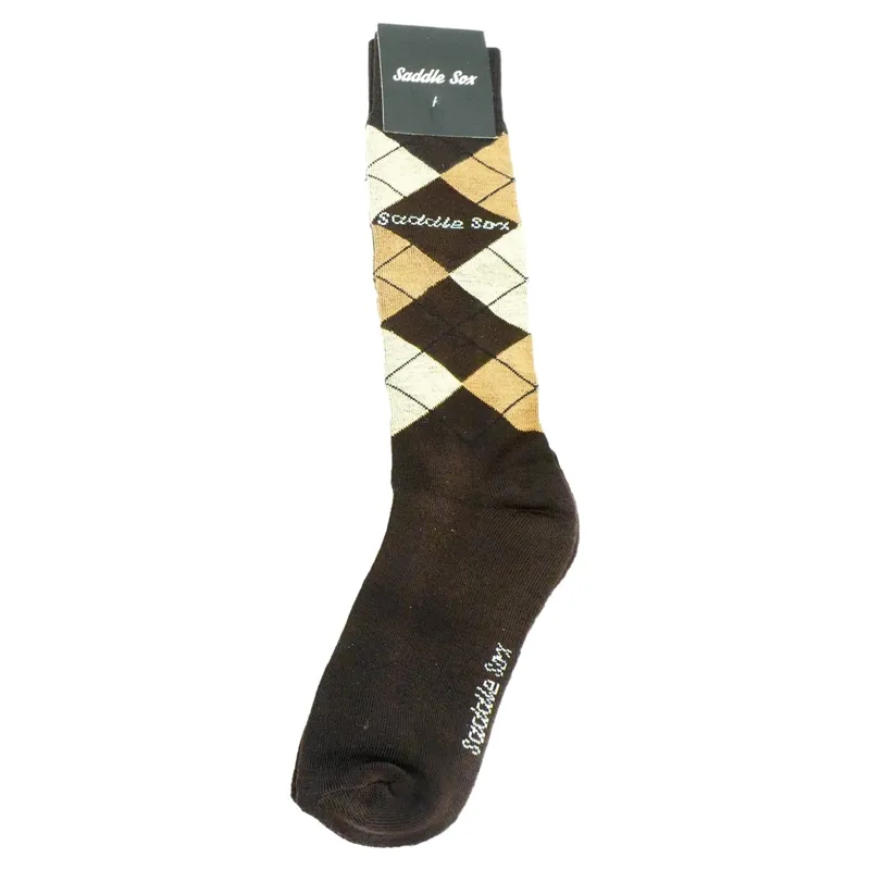 Dever Argyle Womens Riding Socks - Brown