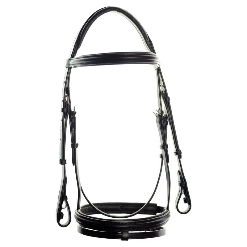 Dever Ascot Comfort Padded Flash Bridle - Black-1