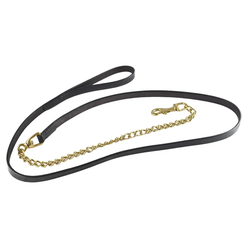 Dever Ascot Leather Lead Rein with Chain - Brown-1