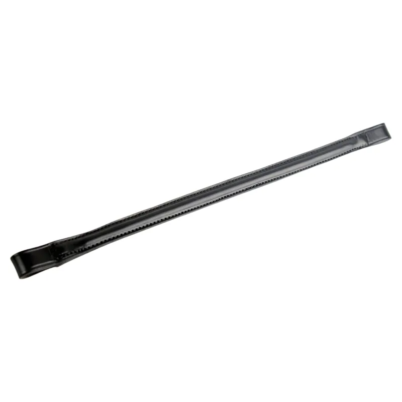 Dever Classic Plain Raised Leather Browband - Black