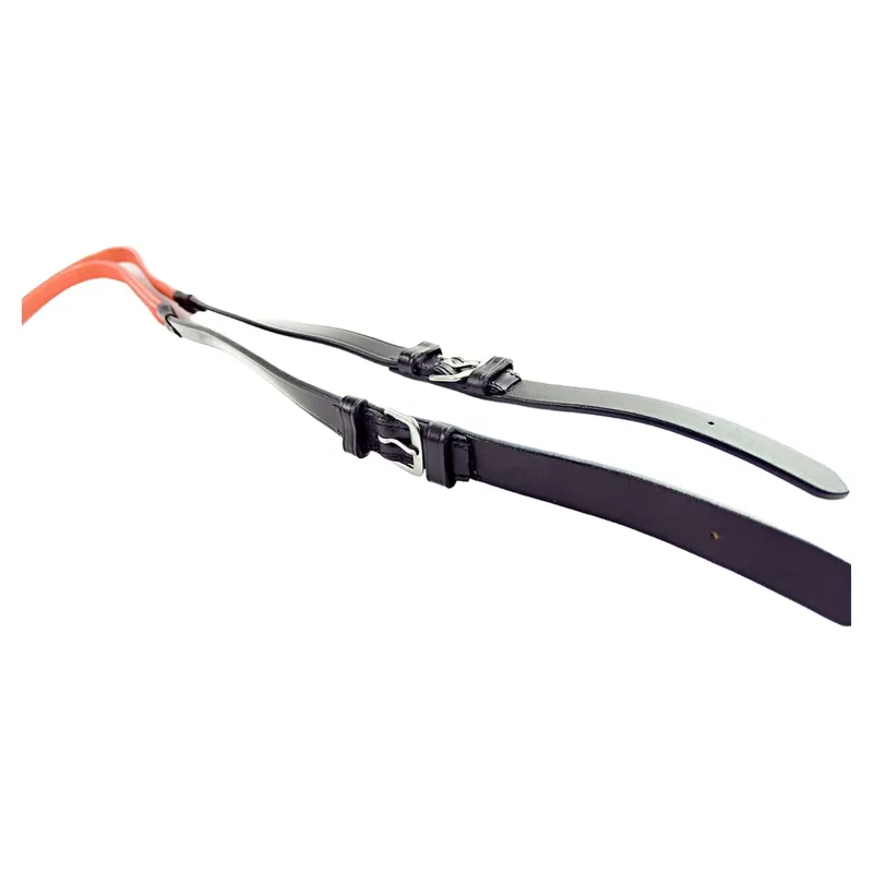 Dever Ascot Pony Race Rubber Reins - Brown/Orange-1