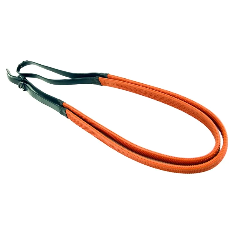 Dever Ascot Pony Race Rubber Reins - Brown/Orange